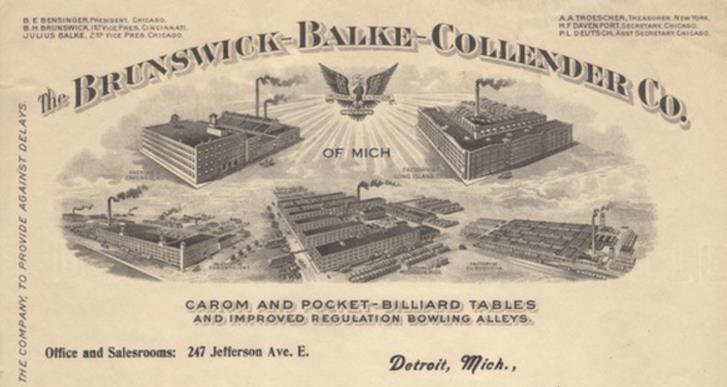 Brunswick Balke Collender Letterhead ca. 1916 Nashville Billiard & Patio